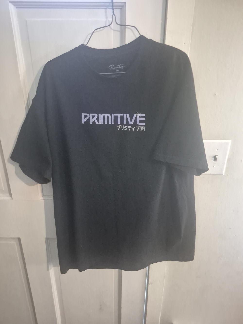 Primitive Black Tee with Lavender Logo